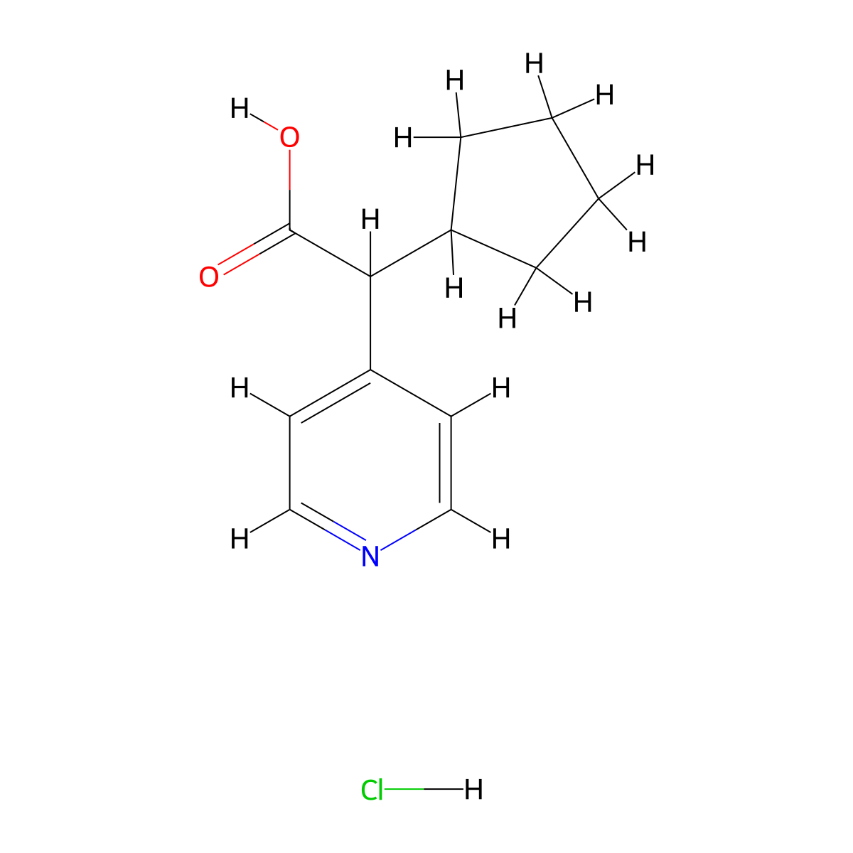 2-Cyclopentyl-2-(pyridin-4-yl)acetic acid hydrochloride molecular structure, CAS 1955548-71-6