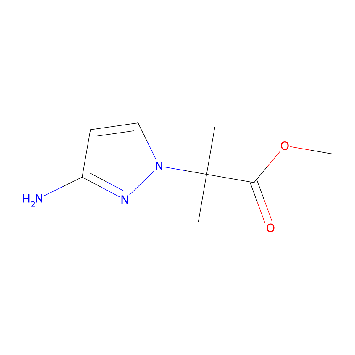 methyl 2-(3-amino-1H-pyrazol-1-yl)-2-methylpropanoate molecular structure, CAS 1955548-72-7