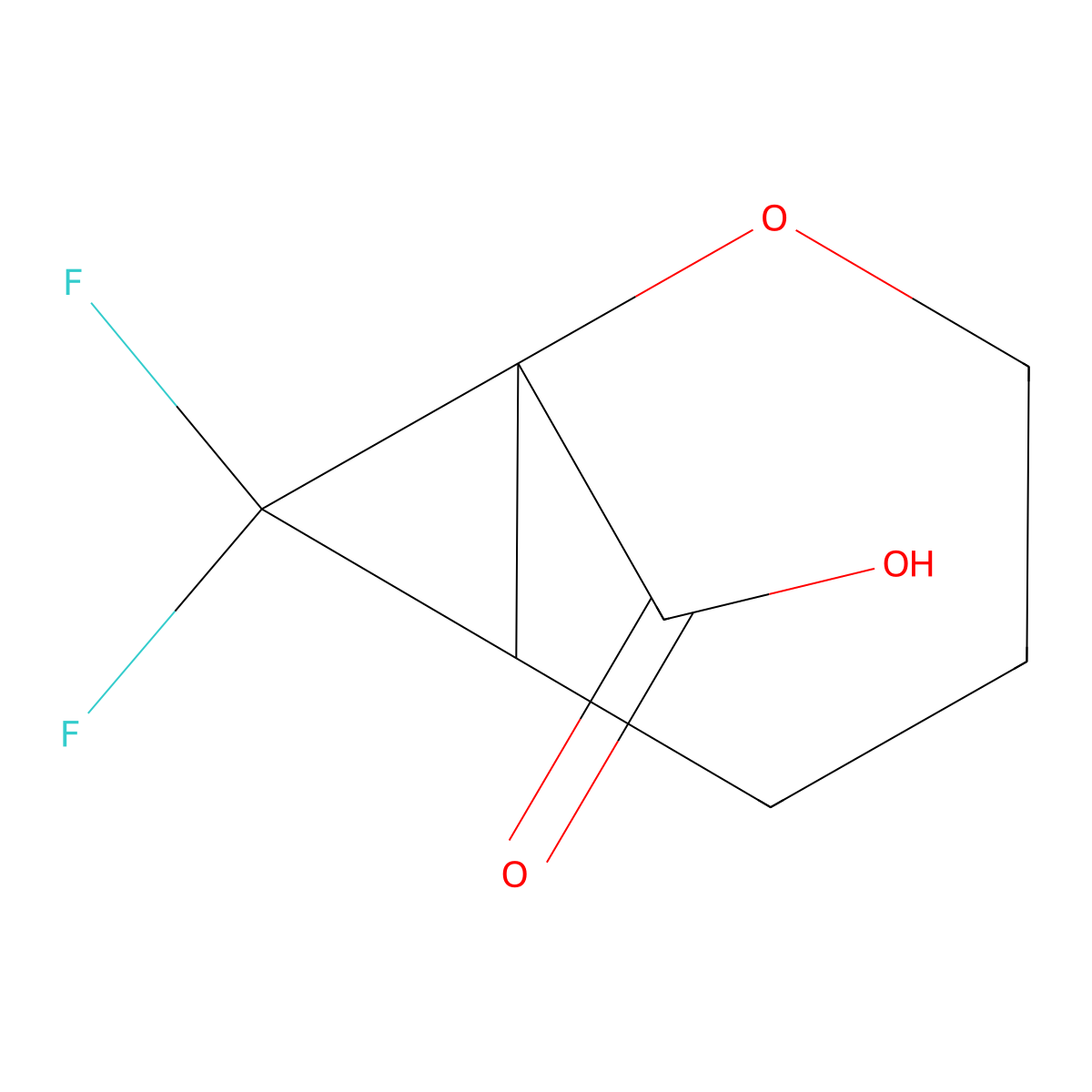 7,7-Difluoro-2-oxabicyclo(4.1.0)heptane-1-carboxylic acid molecular structure, CAS 1955548-76-1