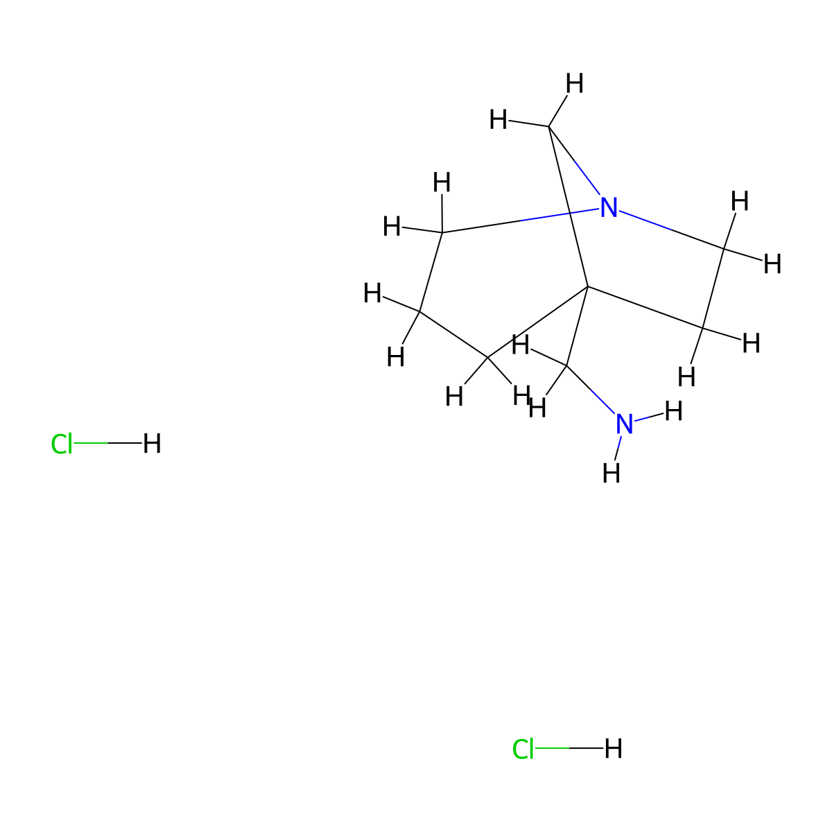 (1-Azabicyclo(3.2.1)octan-5-yl)methanamine dihydrochloride molecular structure, CAS 1955548-90-9