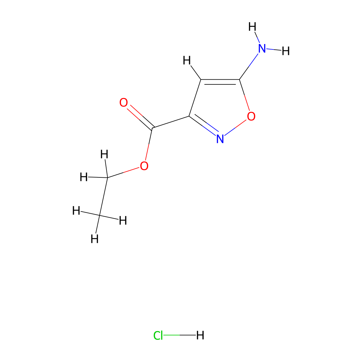 Ethyl 5-aminoisoxazole-3-carboxylate hydrochloride molecular structure, CAS 1955548-92-1