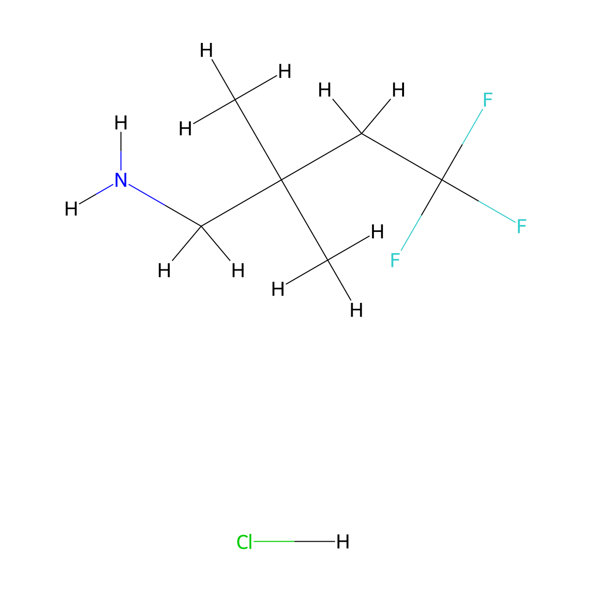 4,4,4-Trifluoro-2,2-dimethylbutan-1-amine hydrochloride molecular structure, CAS 1955548-98-7