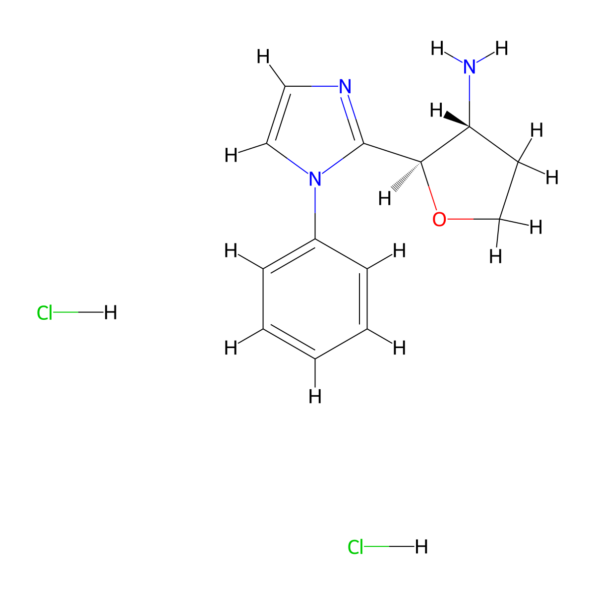 rac-(2R,3R)-2-(1-phenyl-1H-imidazol-2-yl)oxolan-3-amine dihydrochloride molecular structure, CAS 1955553-06-6