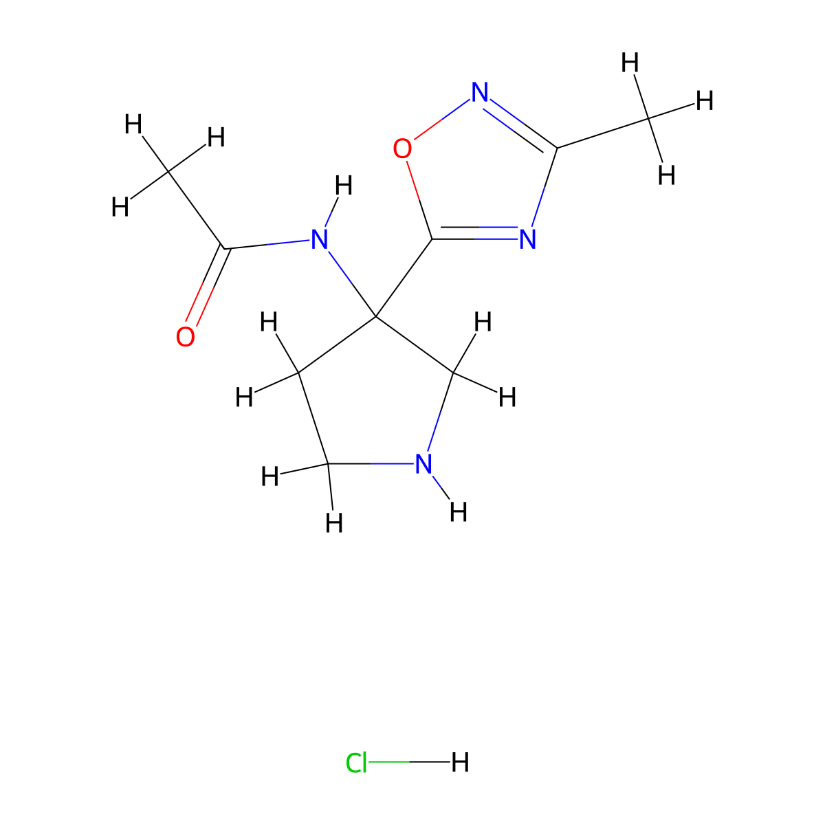 N-[3-(3-methyl-1,2,4-oxadiazol-5-yl)pyrrolidin-3-yl]acetamide hydrochloride molecular structure, CAS 1955553-11-3