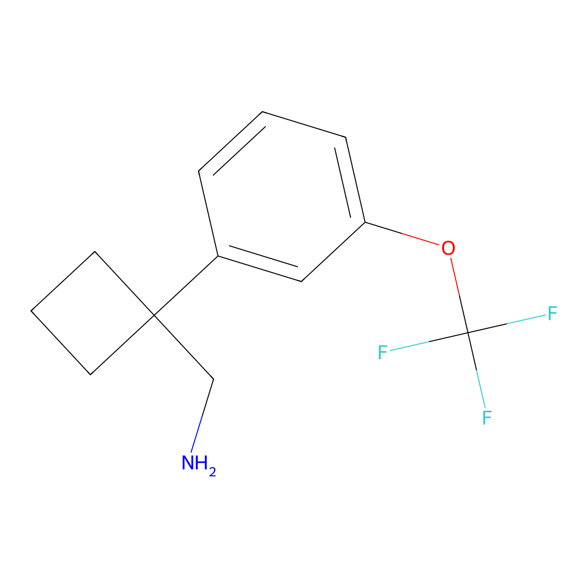 {1-[3-(Trifluoromethoxy)phenyl]cyclobutyl}methanamine molecular structure, CAS 1955553-13-5