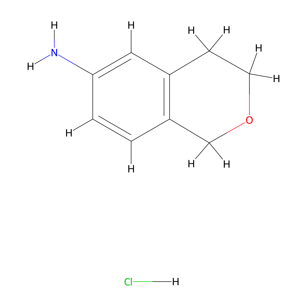 3,4-dihydro-1H-2-benzopyran-6-amine hydrochloride molecular structure, CAS 1955553-17-9