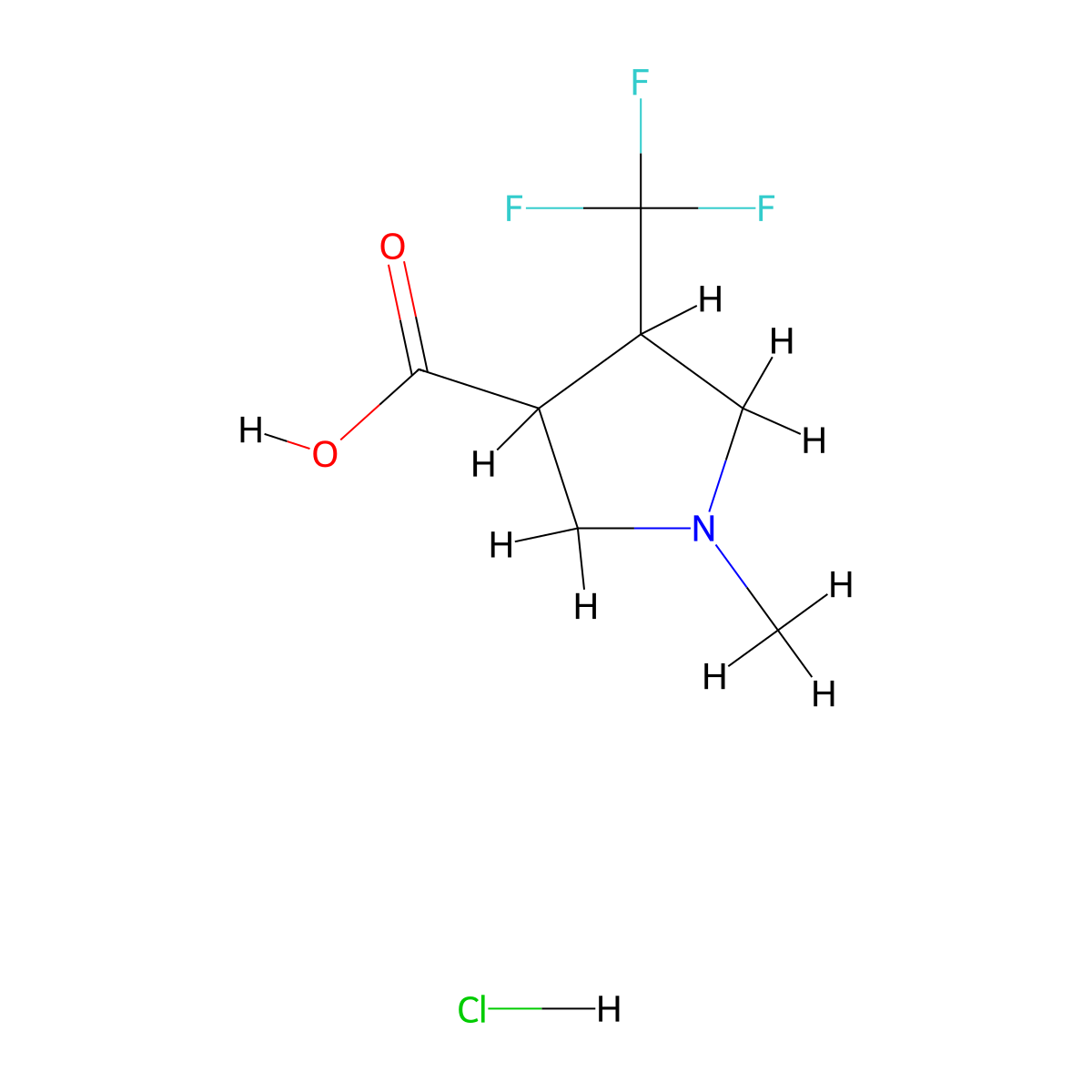 1-Methyl-4-(trifluoromethyl)pyrrolidine-3-carboxylic acid hydrochloride molecular structure, CAS 1955553-18-0