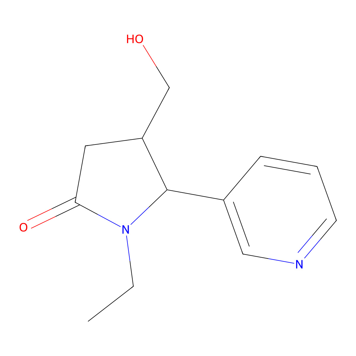 1-Ethyl-4-(hydroxymethyl)-5-(pyridin-3-yl)pyrrolidin-2-one molecular structure, CAS 1955553-23-7