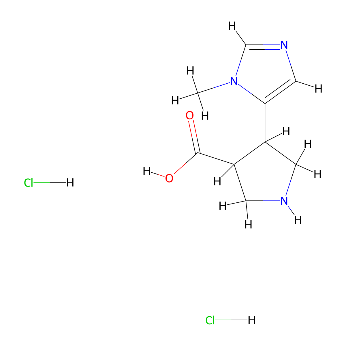 4-(1-methyl-1H-imidazol-5-yl)pyrrolidine-3-carboxylic acid dihydrochloride molecular structure, CAS 1955553-24-8
