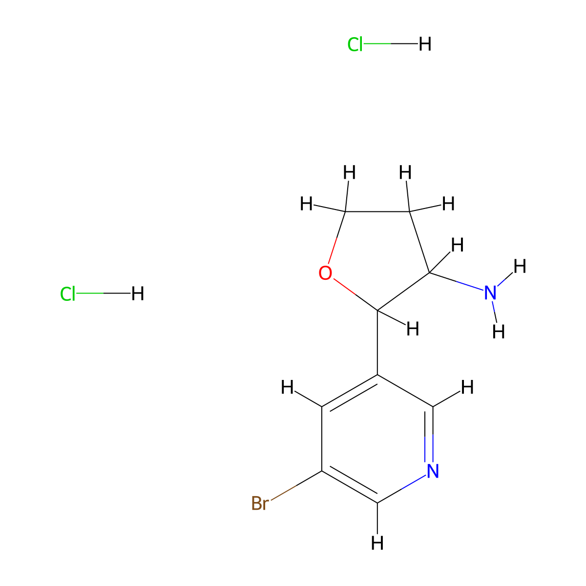 2-(5-Bromopyridin-3-yl)oxolan-3-amine dihydrochloride molecular structure, CAS 1955553-25-9