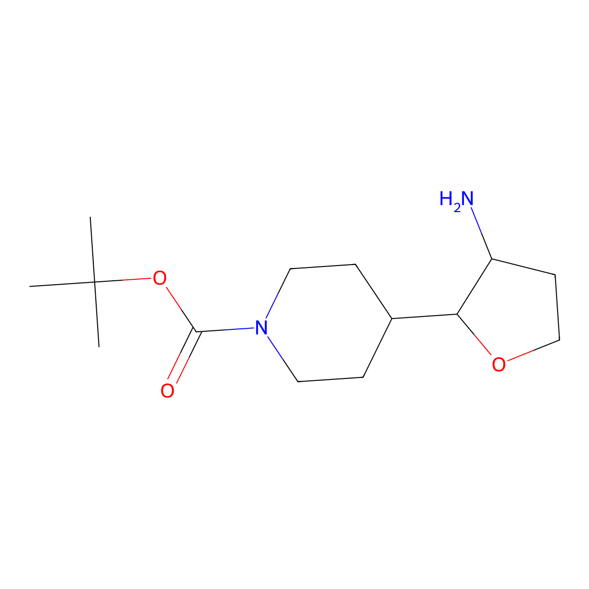 tert-Butyl 4-(3-aminooxolan-2-yl)piperidine-1-carboxylate molecular structure, CAS 1955553-27-1