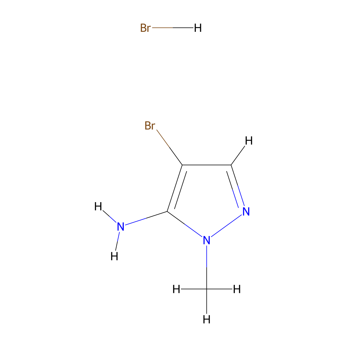 4-bromo-1-methyl-1H-pyrazol-5-amine hydrobromide molecular structure, CAS 1955553-44-2