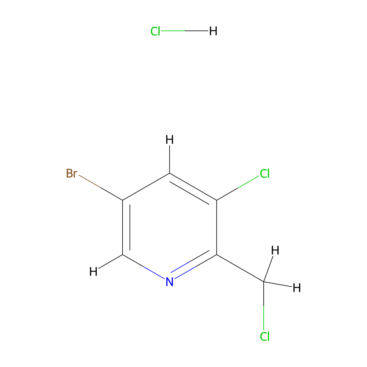 5-Bromo-3-chloro-2-(chloromethyl)pyridine hydrochloride molecular structure, CAS 1955553-48-6