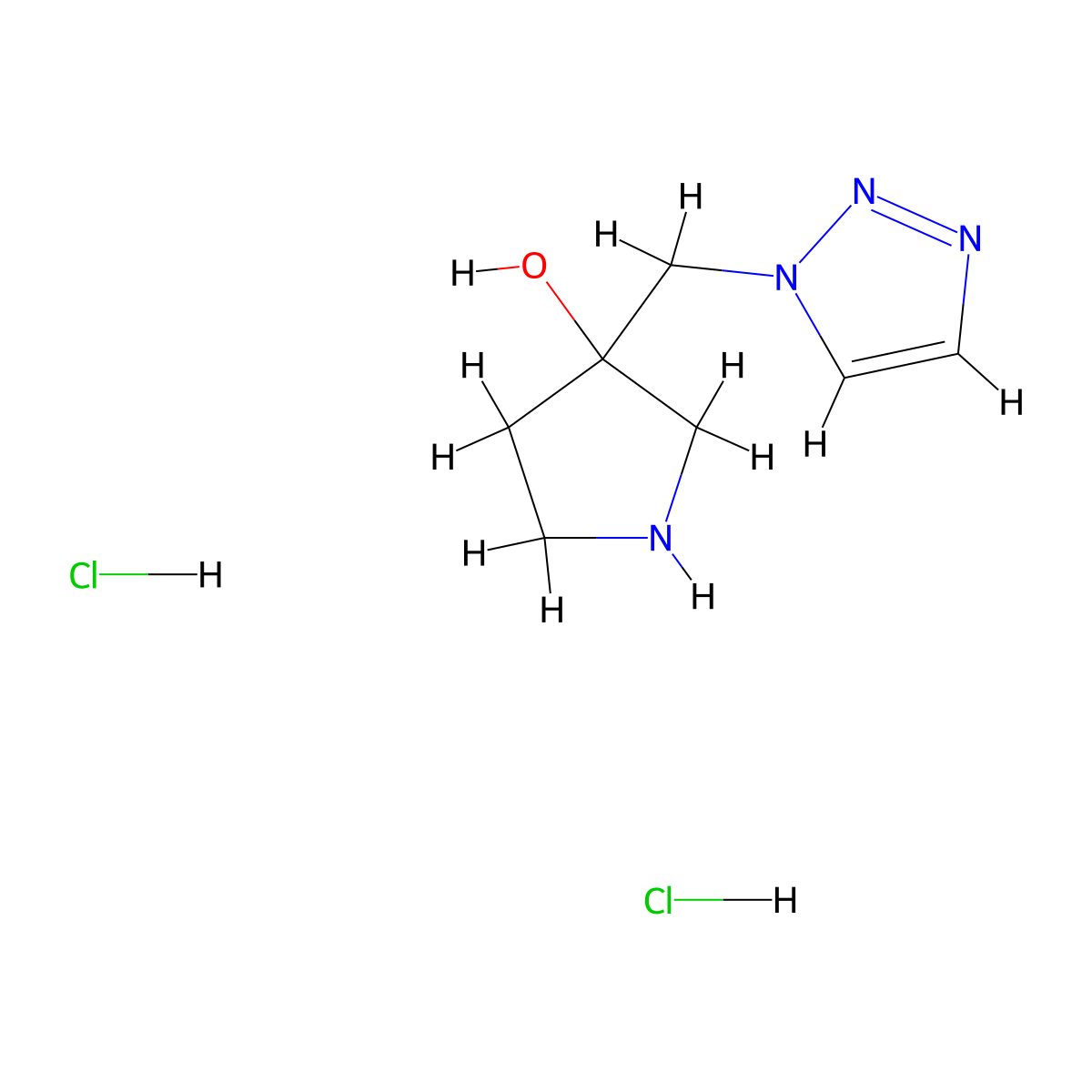 3-[(1H-1,2,3-triazol-1-yl)methyl]pyrrolidin-3-ol dihydrochloride molecular structure, CAS 1955553-54-4