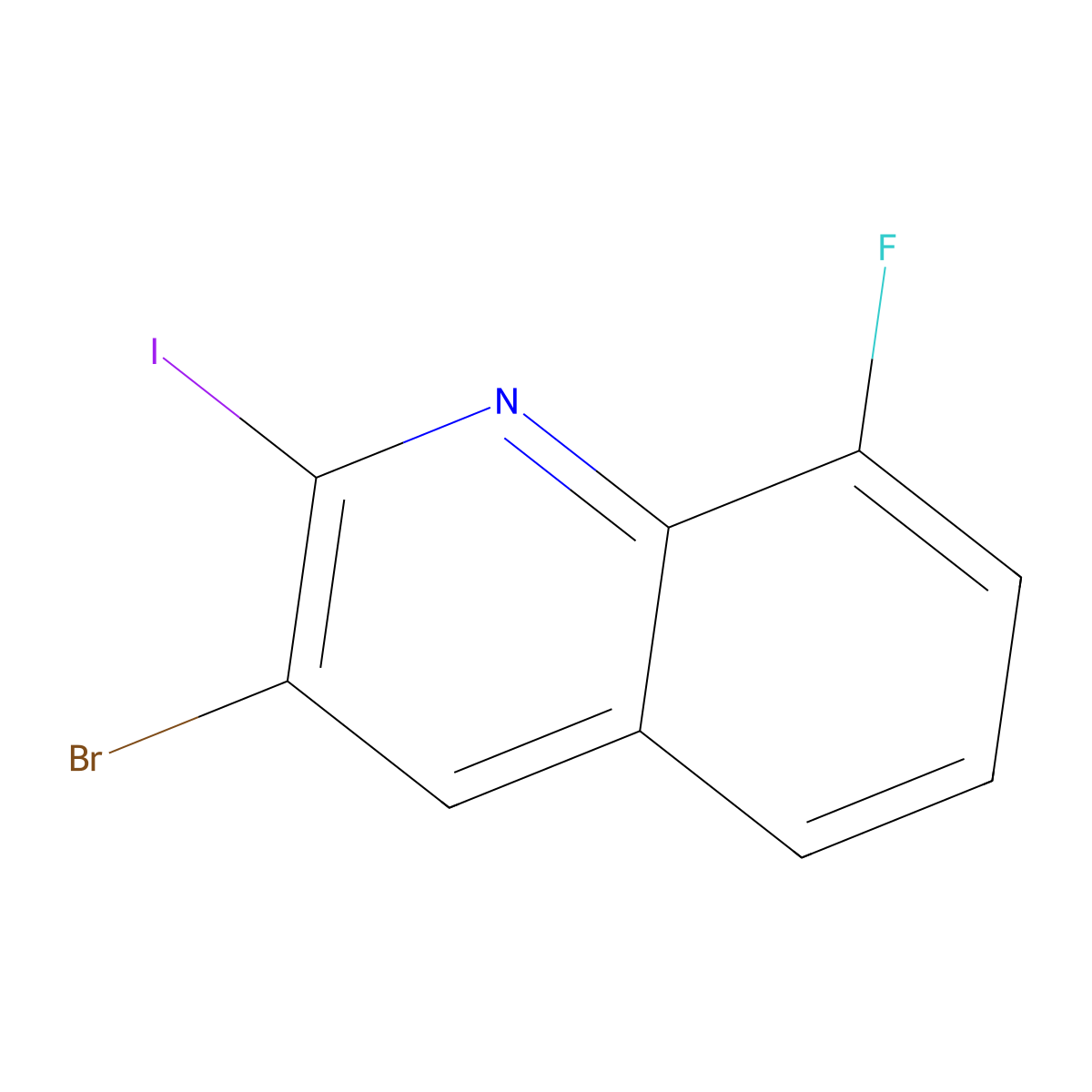 3-Bromo-8-fluoro-2-iodoquinoline molecular structure, CAS 1955553-57-7
