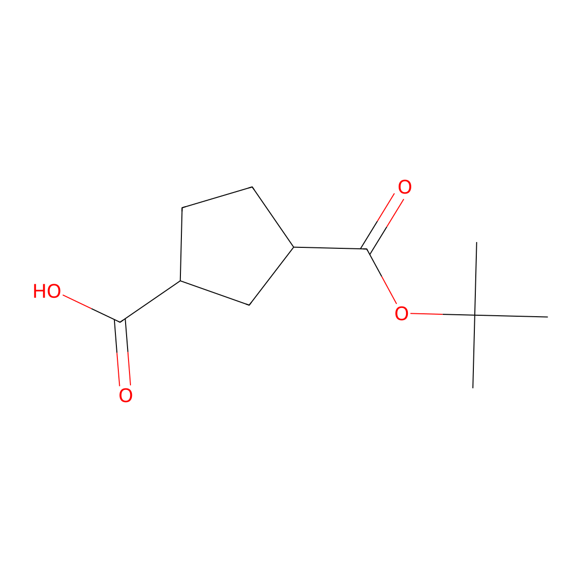 3-(Tert-butoxycarbonyl)cyclopentanecarboxylic acid molecular structure, CAS 1955553-60-2