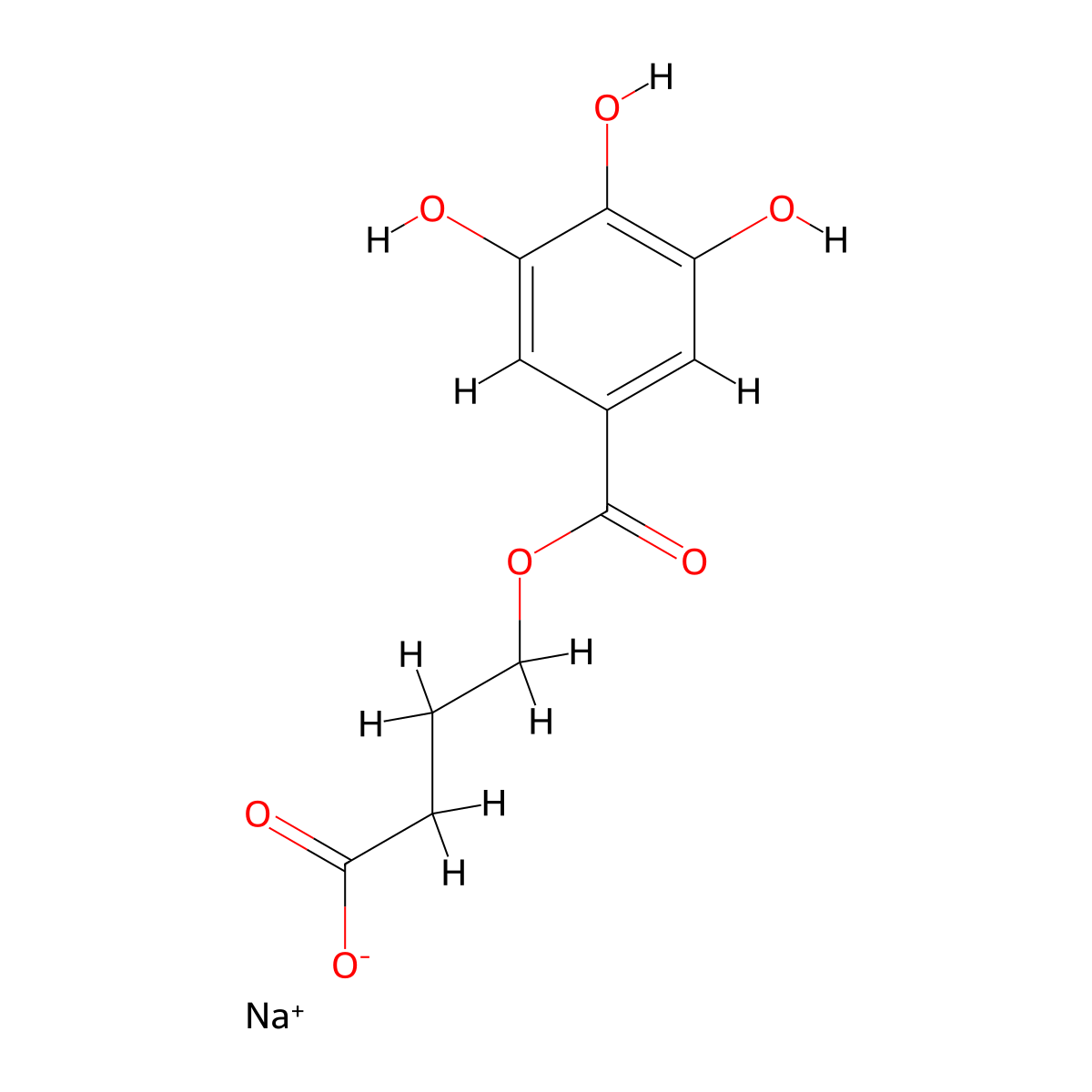 Sodium 4-(3,4,5-trihydroxybenzoyloxy)butanoate molecular structure, CAS 1955553-67-9