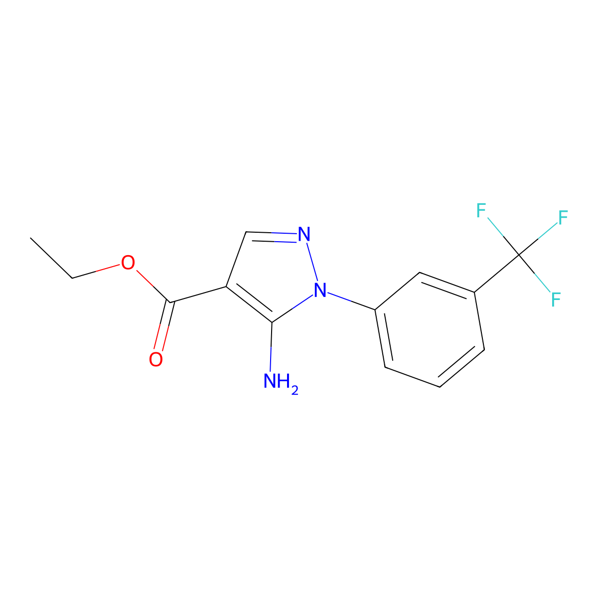 ethyl 5-amino-1-[3-(trifluoromethyl)phenyl]-1H-pyrazole-4-carboxylate molecular structure, CAS 1955553-74-8