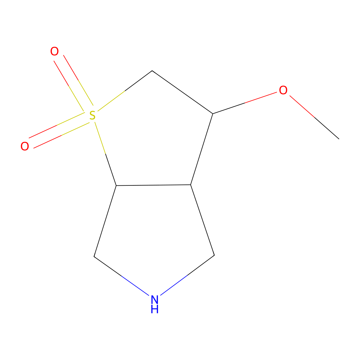 (3R,3aR,6aS)-3-methoxy-3,3a,4,5,6,6a-hexahydro-2H-thieno[2,3-c]pyrrole 1,1-dioxide molecular structure, CAS 1955553-87-3