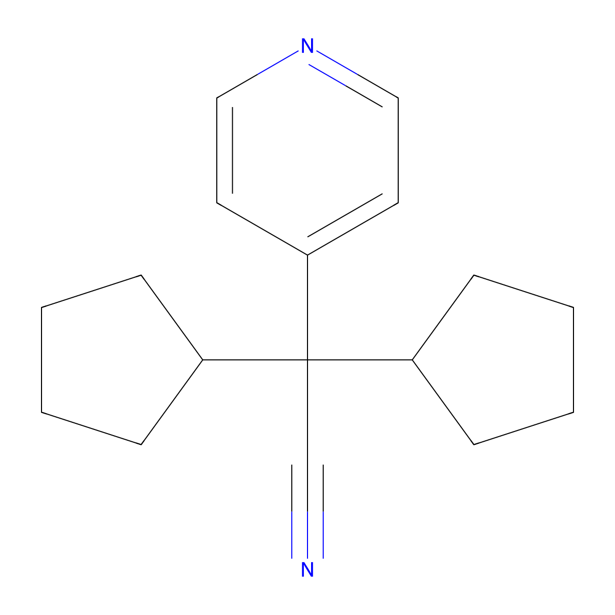 2,2-Dicyclopentyl-2-(pyridin-4-yl)acetonitrile molecular structure, CAS 1955554-06-9