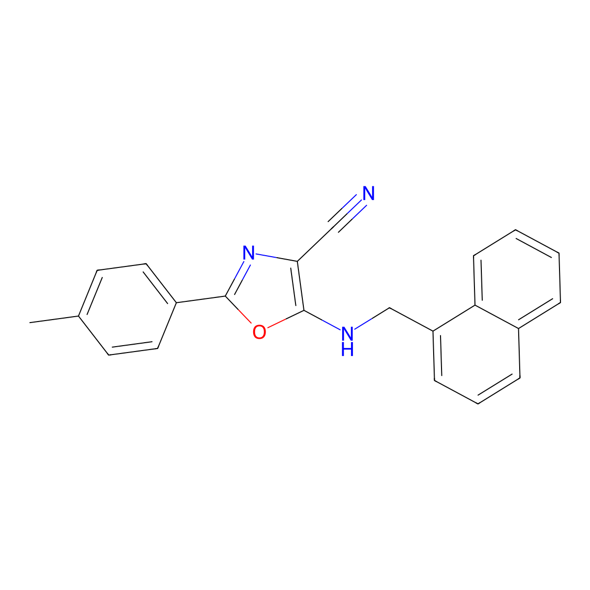 2-(4-Methylphenyl)-5-{[(naphthalen-1-yl)methyl]amino}-1,3-oxazole-4-carbonitrile molecular structure, CAS 1955554-08-1