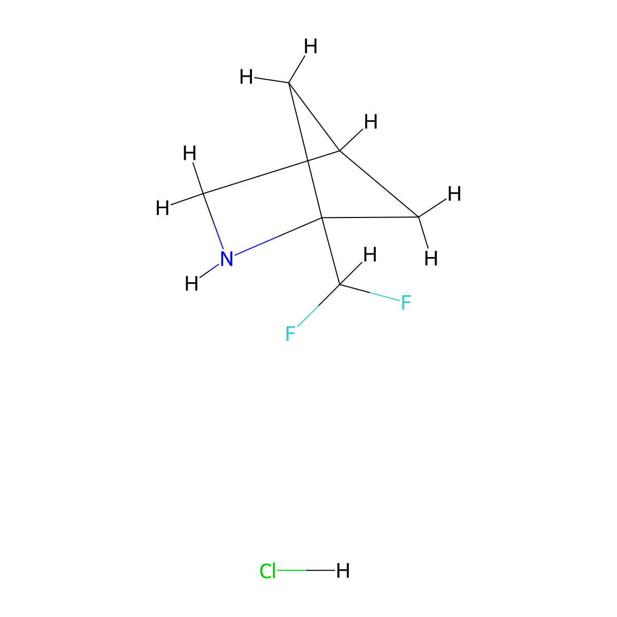 1-(Difluoromethyl)-2-azabicyclo(2.1.1)hexane hydrochloride molecular structure, CAS 1955554-13-8