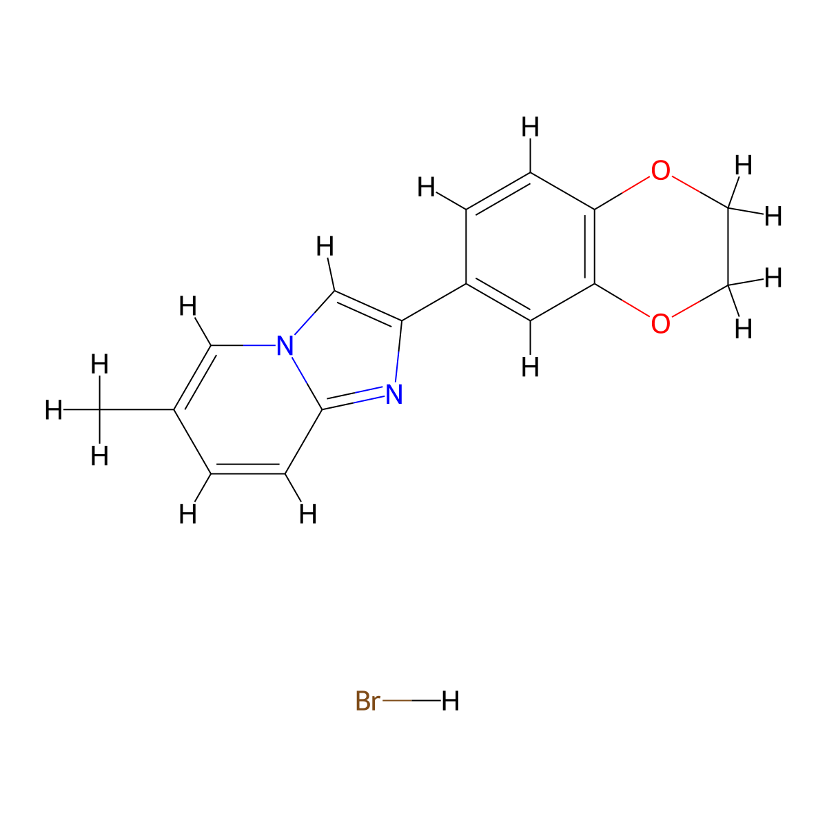 2-(2,3-Dihydro-1,4-benzodioxin-6-yl)-6-methylimidazo[1,2-a]pyridine hydrobromide molecular structure, CAS 1955554-15-0