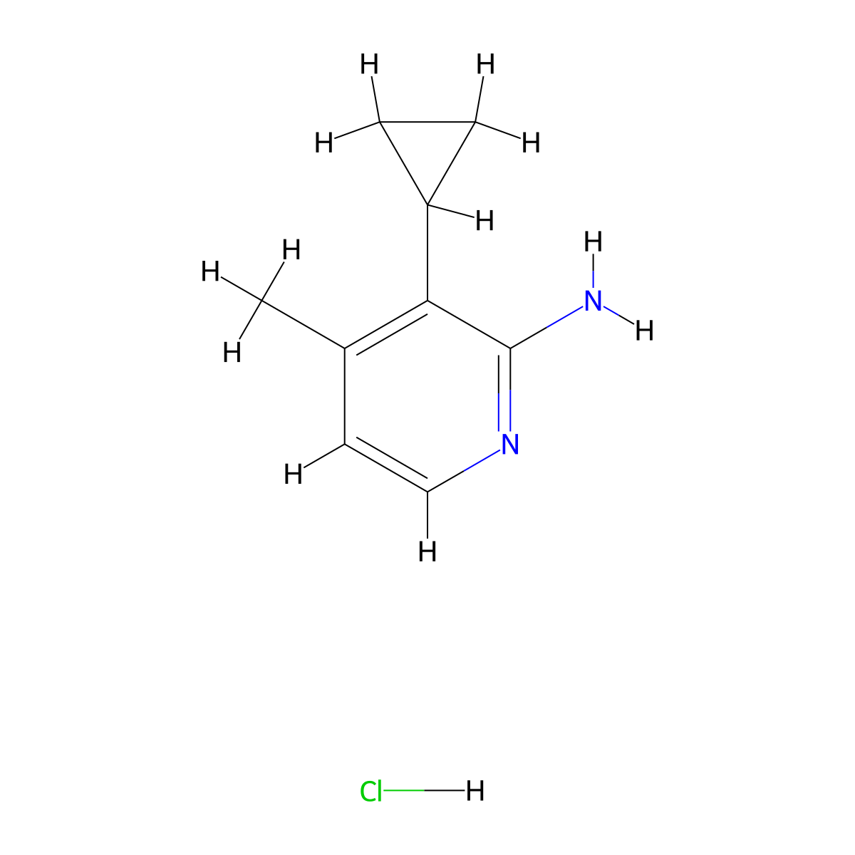 3-Cyclopropyl-4-methylpyridin-2-amine hydrochloride molecular structure, CAS 1955554-21-8
