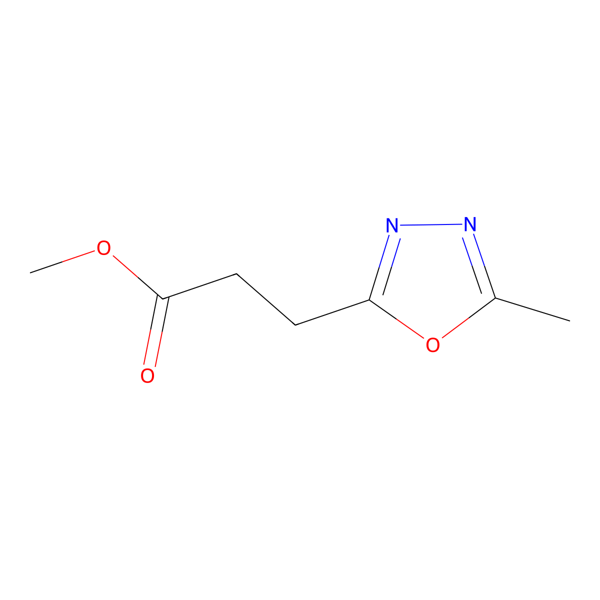 Methyl 3-(5-methyl-1,3,4-oxadiazol-2-yl)propanoate molecular structure, CAS 1955554-30-9