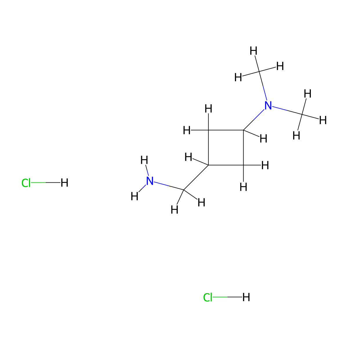 3-(aminomethyl)-N,N-dimethylcyclobutan-1-amine dihydrochloride molecular structure, CAS 1955554-43-4