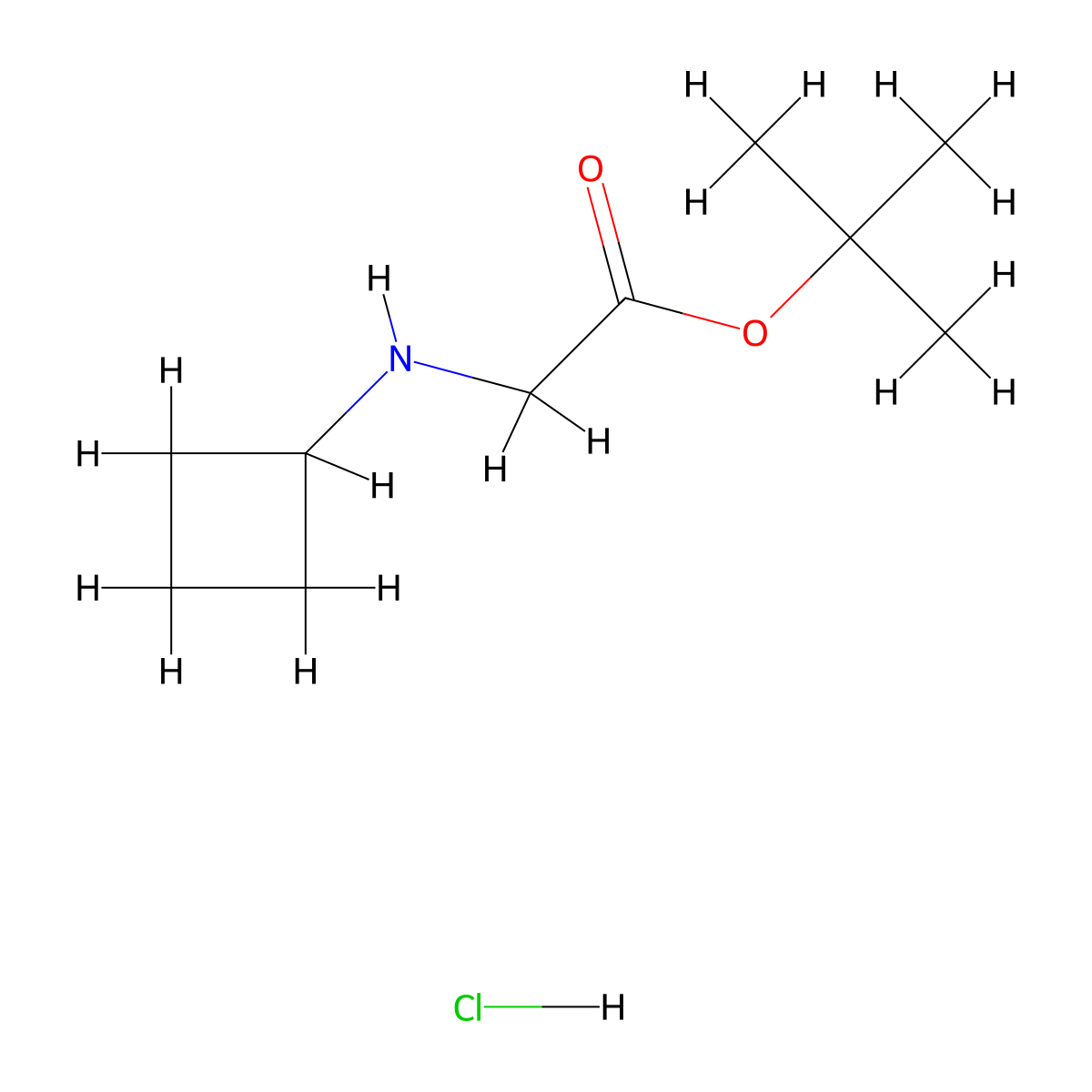 Tert-butyl 2-(cyclobutylamino)acetate hydrochloride molecular structure, CAS 1955554-48-9