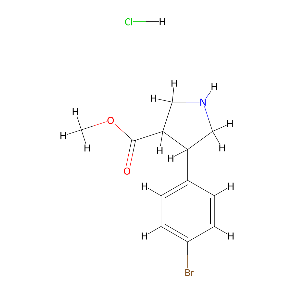Methyl 4-(4-bromophenyl)pyrrolidine-3-carboxylate hydrochloride molecular structure, CAS 1955554-52-5