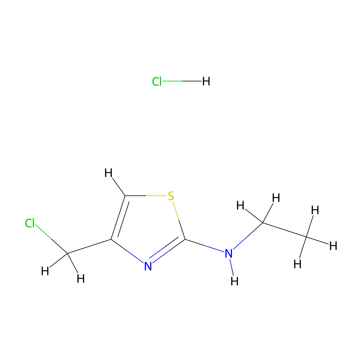 4-(chloromethyl)-N-ethyl-1,3-thiazol-2-amine hydrochloride molecular structure, CAS 1955554-59-2