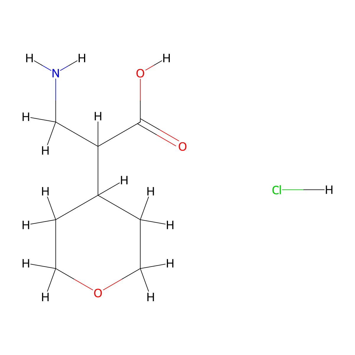 3-Amino-2-(oxan-4-yl)propanoic acid hydrochloride molecular structure, CAS 1955554-62-7