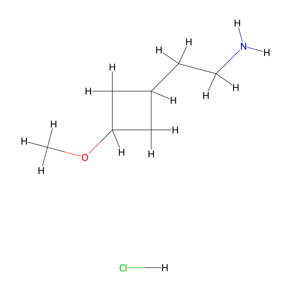 2-(3-Methoxycyclobutyl)ethan-1-amine hydrochloride molecular structure, CAS 1955554-67-2