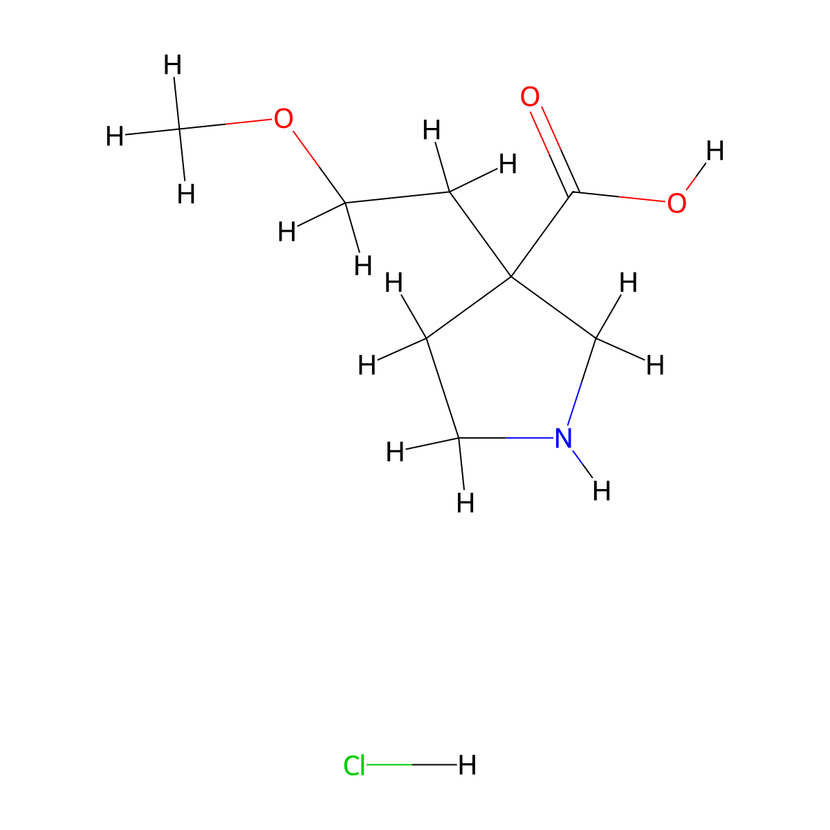 3-(2-Methoxyethyl)pyrrolidine-3-carboxylic acid hydrochloride molecular structure, CAS 1955554-70-7