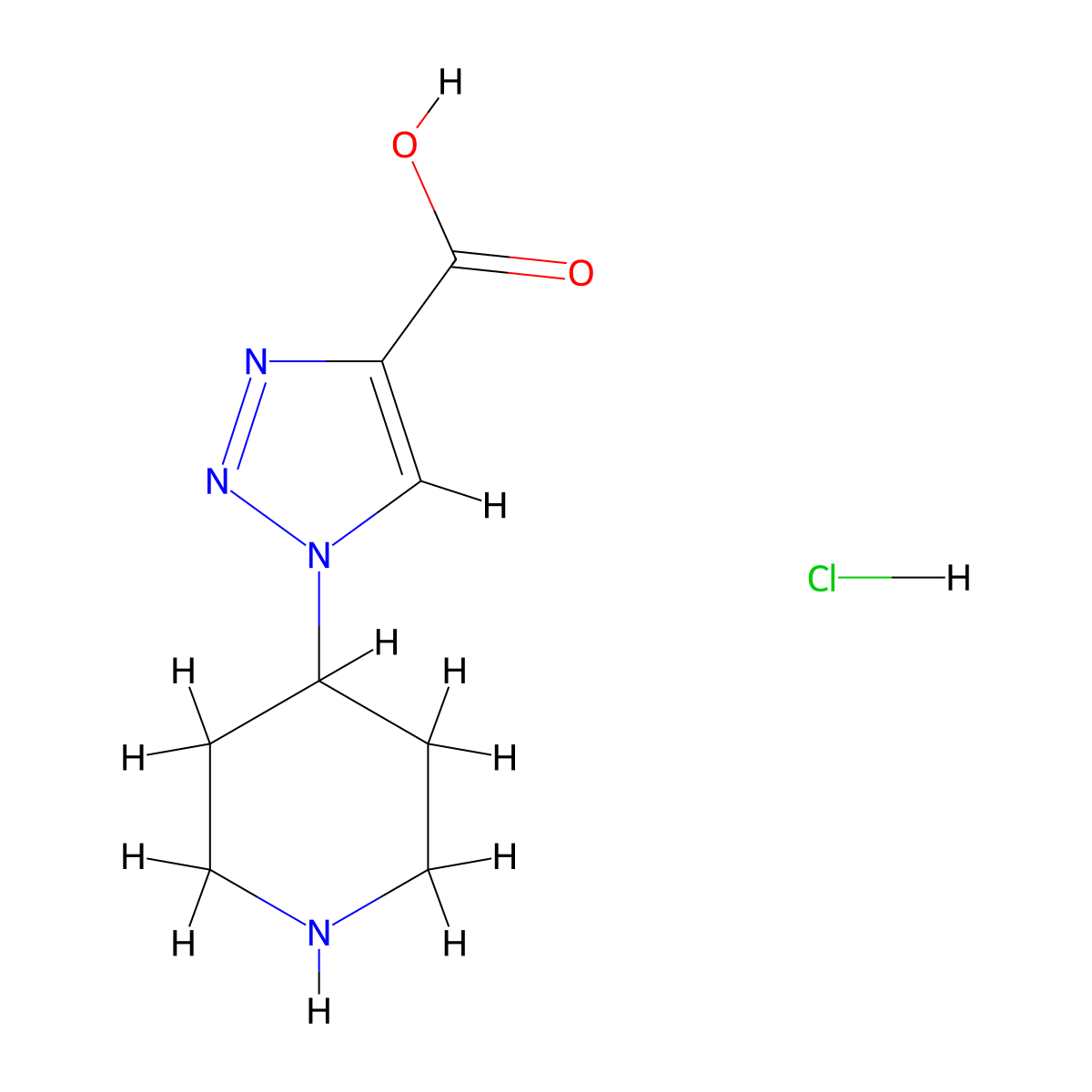 1-(piperidin-4-yl)-1H-1,2,3-triazole-4-carboxylic acid hydrochloride molecular structure, CAS 1955554-72-9