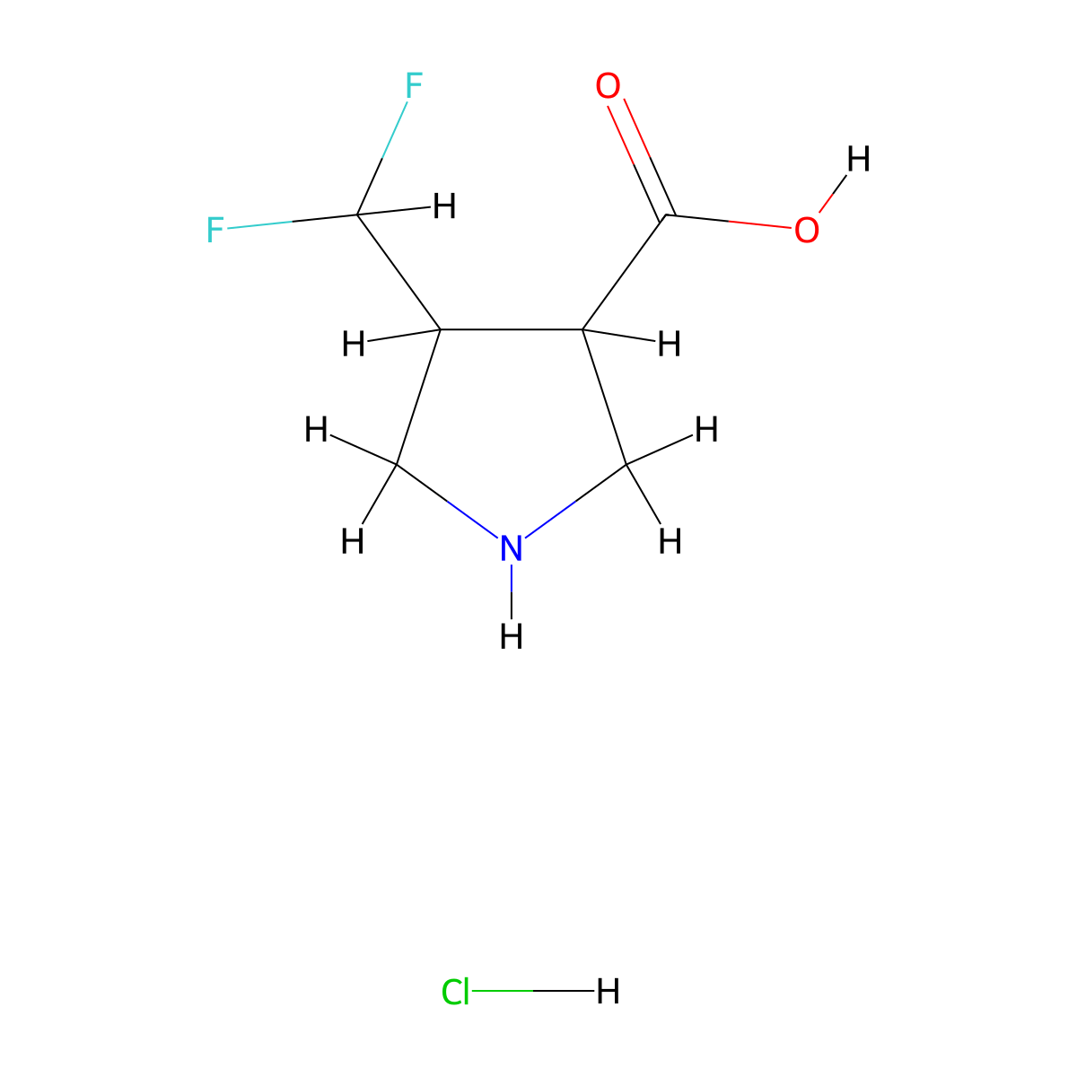 4-(Difluoromethyl)pyrrolidine-3-carboxylic acid hydrochloride molecular structure, CAS 1955554-77-4