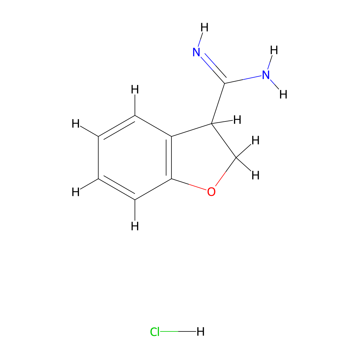2,3-Dihydro-1-benzofuran-3-carboximidamide hydrochloride molecular structure, CAS 1955554-80-9