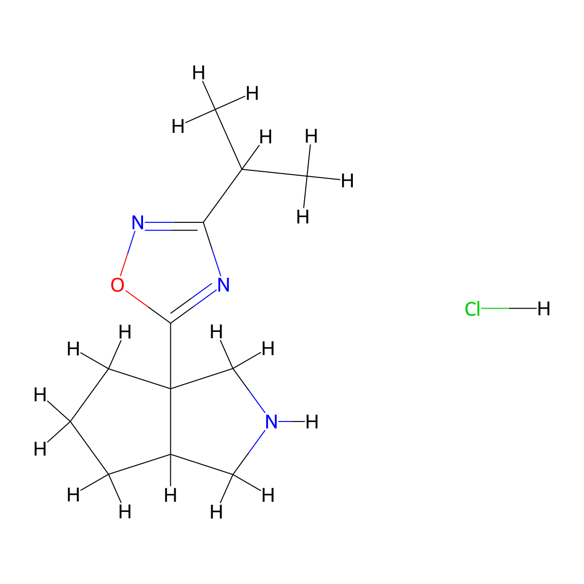 5-{Octahydrocyclopenta[c]pyrrol-3a-yl}-3-(propan-2-yl)-1,2,4-oxadiazole hydrochloride molecular structure, CAS 1955554-90-1