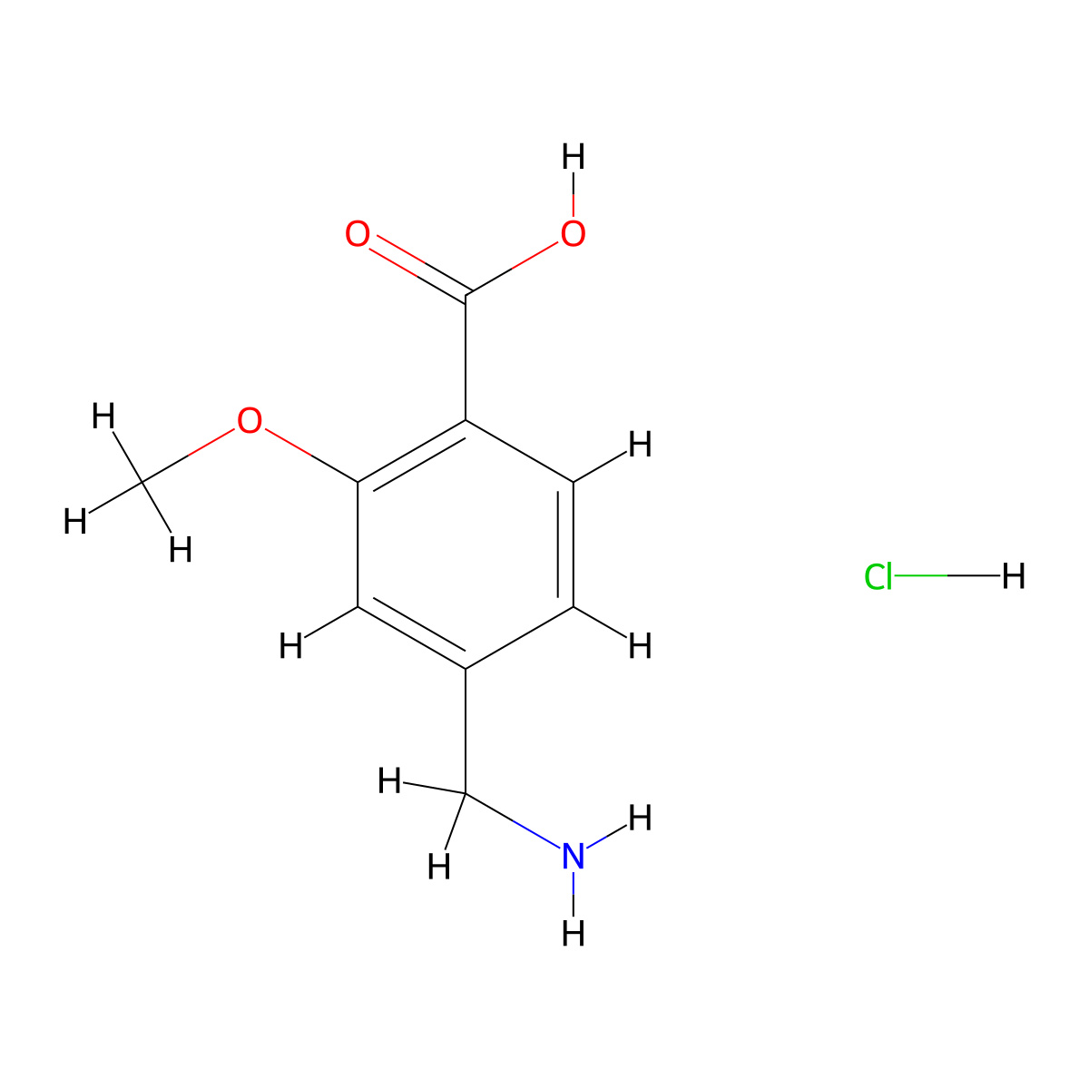4-(Aminomethyl)-2-methoxybenzoic acid hydrochloride molecular structure, CAS 1955554-94-5