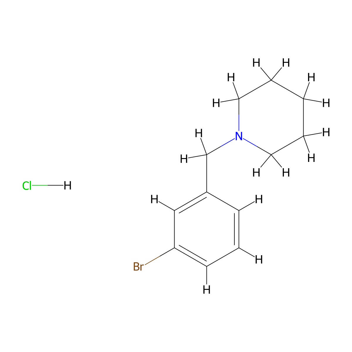 1-[(3-Bromophenyl)methyl]piperidine hydrochloride molecular structure, CAS 1955556-56-5