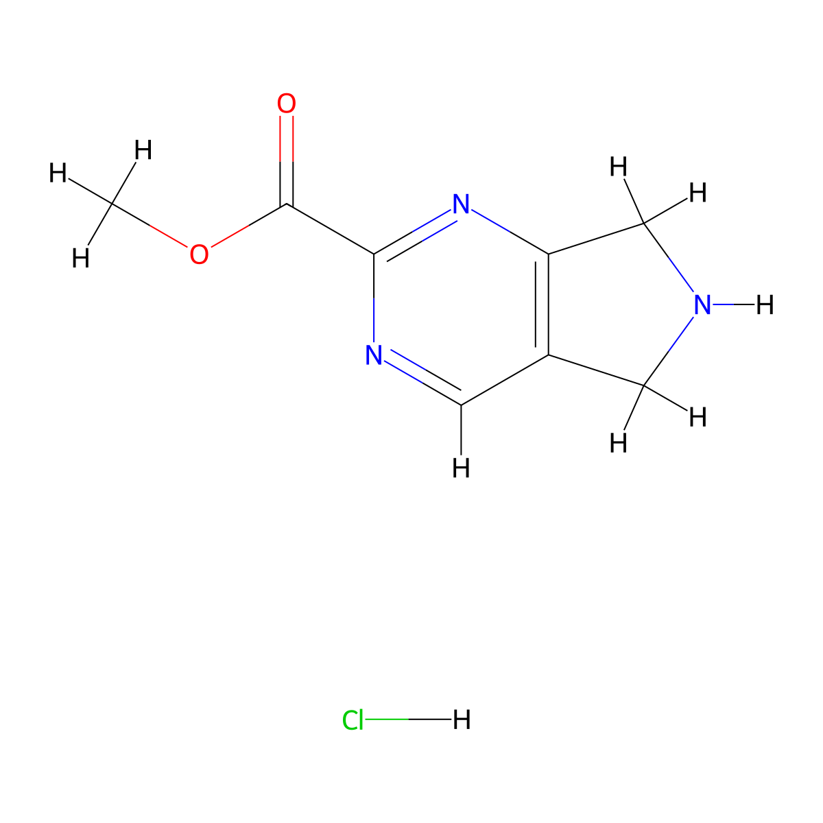methyl 5H,6H,7H-pyrrolo[3,4-d]pyrimidine-2-carboxylate hydrochloride molecular structure, CAS 1955556-57-6