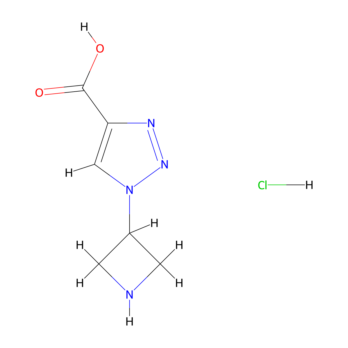 1-(azetidin-3-yl)-1H-1,2,3-triazole-4-carboxylic acid hydrochloride molecular structure, CAS 1955556-73-6