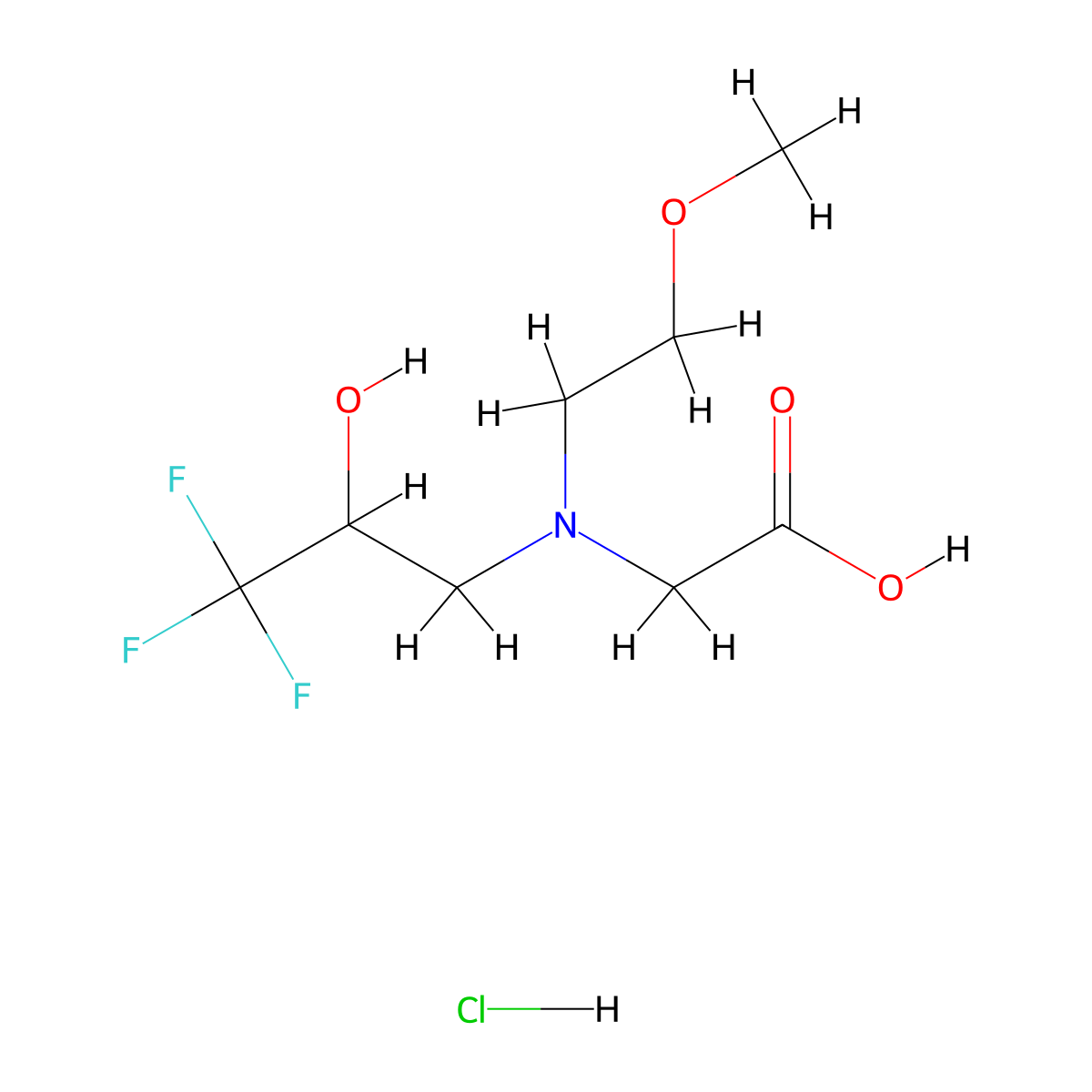 2-[(2-Methoxyethyl)(3,3,3-trifluoro-2-hydroxypropyl)amino]acetic acid hydrochloride molecular structure, CAS 1955556-76-9