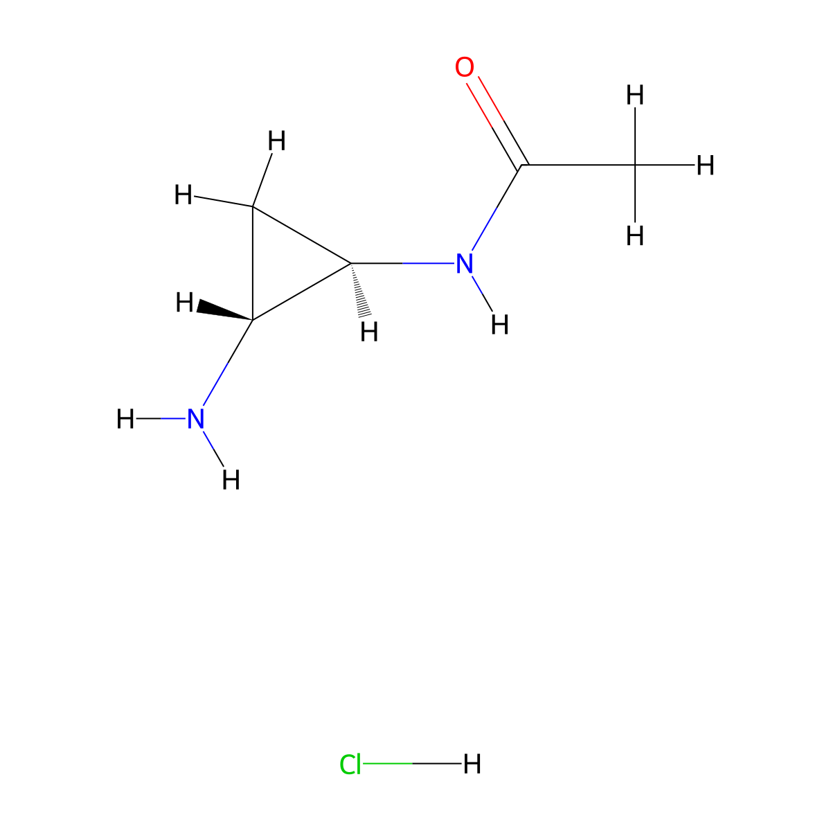 rac-N-[(1R,2R)-2-aminocyclopropyl]acetamide hydrochloride molecular structure, CAS 1955556-77-0