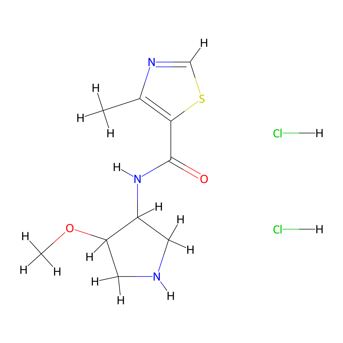 N-(4-methoxypyrrolidin-3-yl)-4-methyl-1,3-thiazole-5-carboxamide dihydrochloride molecular structure, CAS 1955556-91-8
