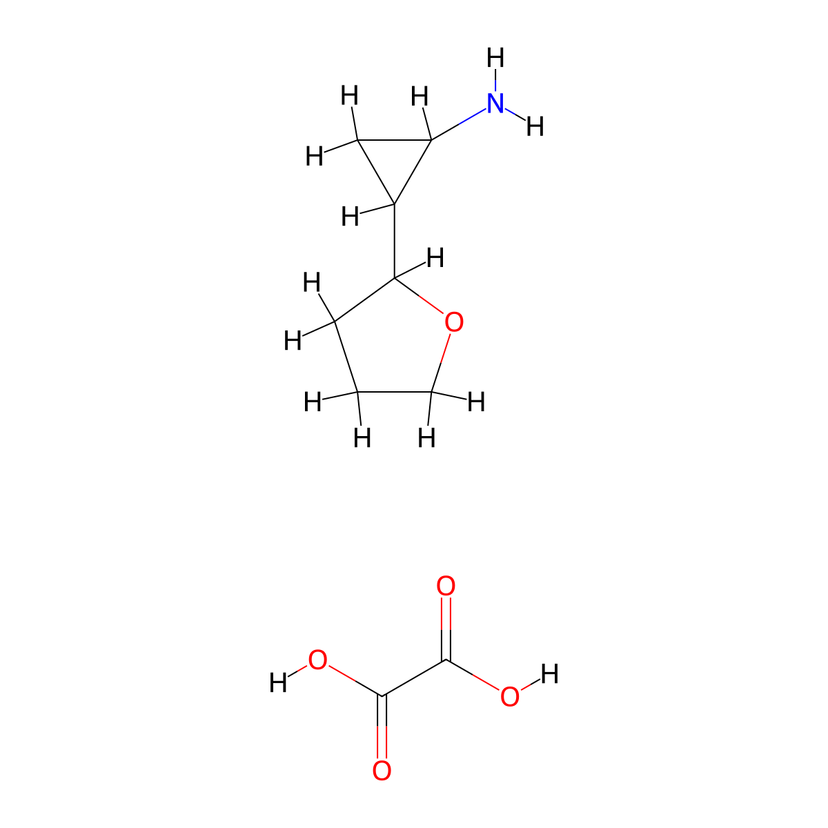2-(Oxolan-2-yl)cyclopropan-1-amine; oxalic acid molecular structure, CAS 1955556-95-2