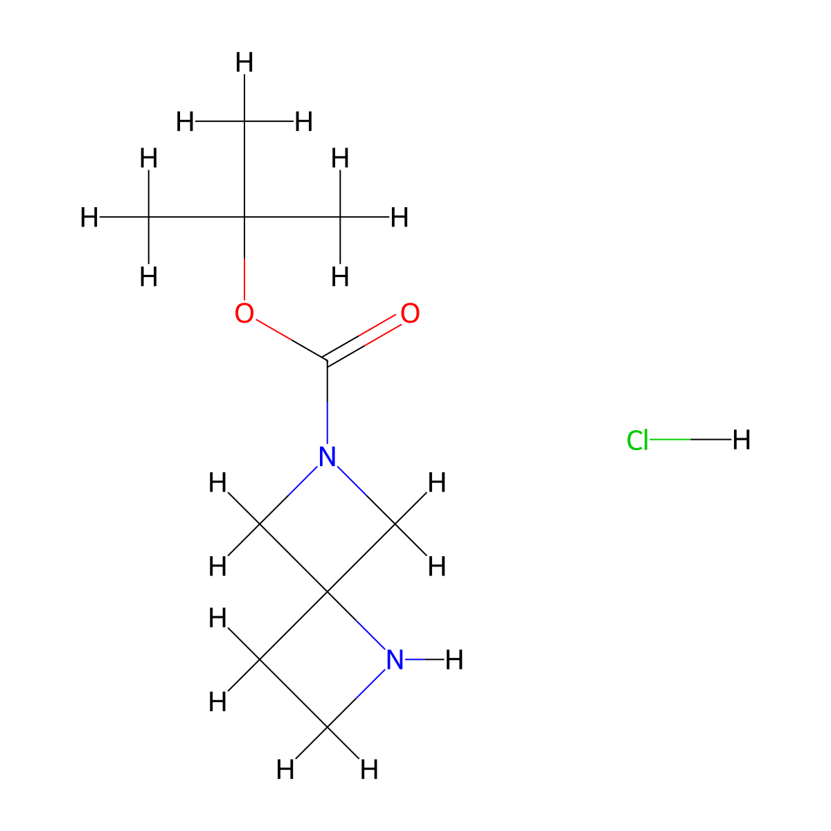 Tert-butyl 1,6-diazaspiro(3.3)heptane-6-carboxylate hydrochloride molecular structure, CAS 1955556-99-6