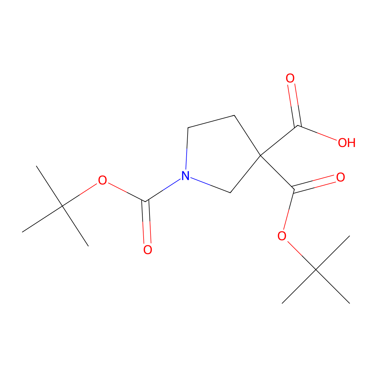 1,3-Bis((tert-butoxy)carbonyl)pyrrolidine-3-carboxylic acid molecular structure, CAS 1955557-34-2